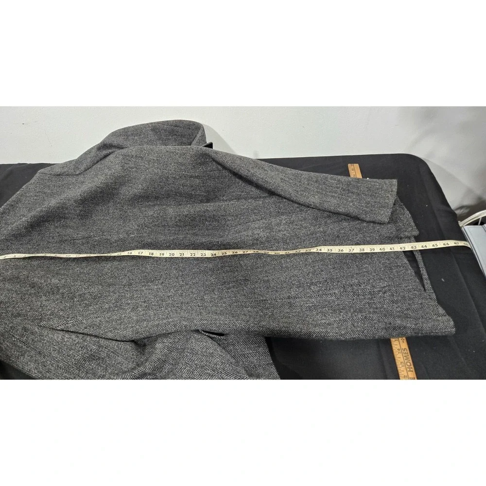 Vintage Gray Stratojac Herringbone Duster Size 44 Wool Nylon